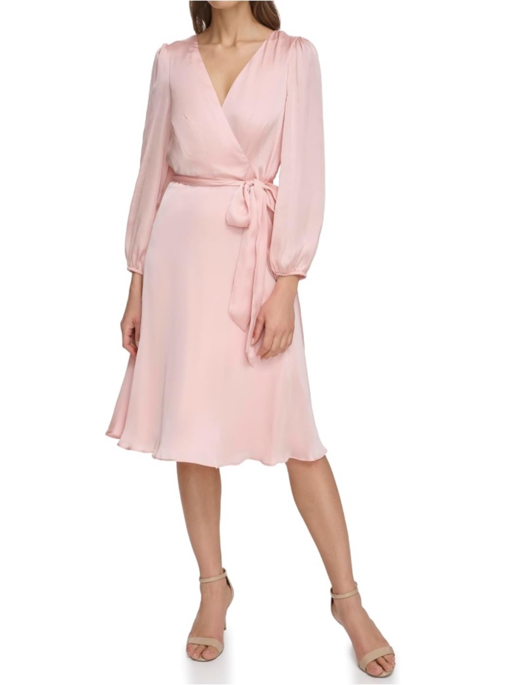 Jessica Howard Size 8 3/4 Sleeve V-Neck Satin NWT Midi Dress